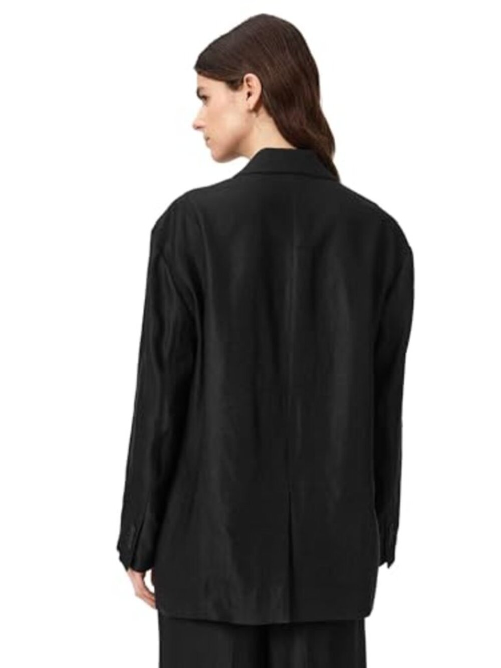 AllSaints Charley Blazer Womens Notch Lapel Linen Viscose Oversized Work